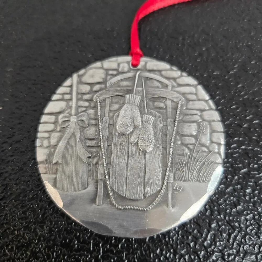 Wendell August Forge 2011 Christmas Ornament Snow Days Mitten & Sled Metal